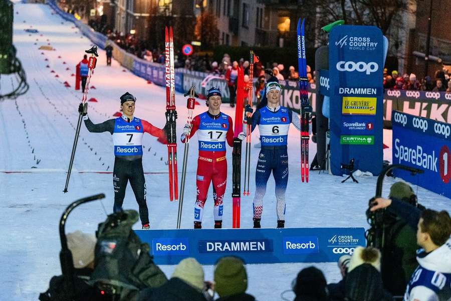 Jiří Tuž (vlevo) se v SP poprvé dostal na stupně vítězů.