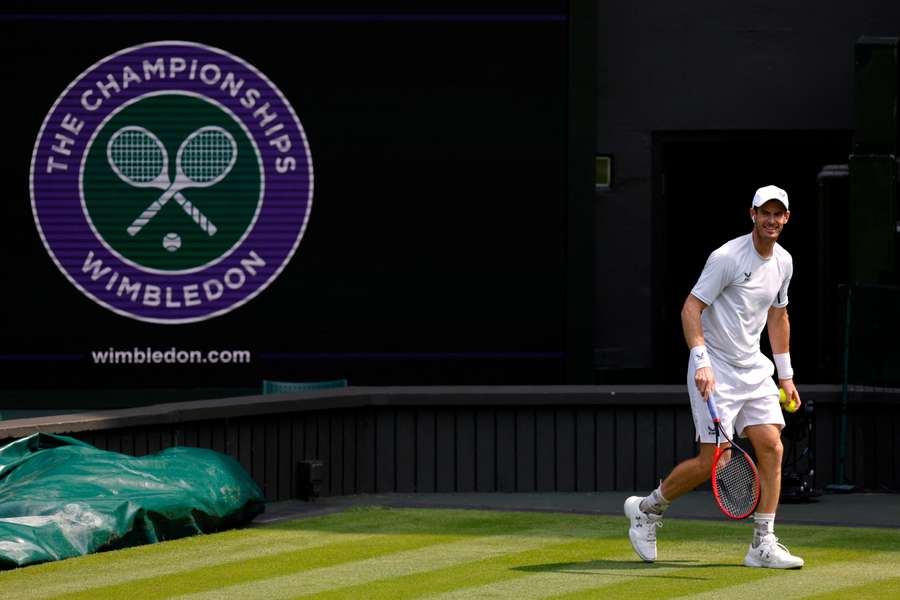 Andy Murray during a practice session at the All England Club