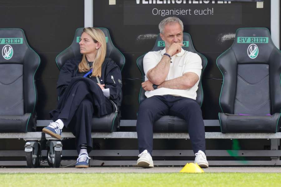 Nia Künzer und Christian Wück nach dem Spiel in Ried.