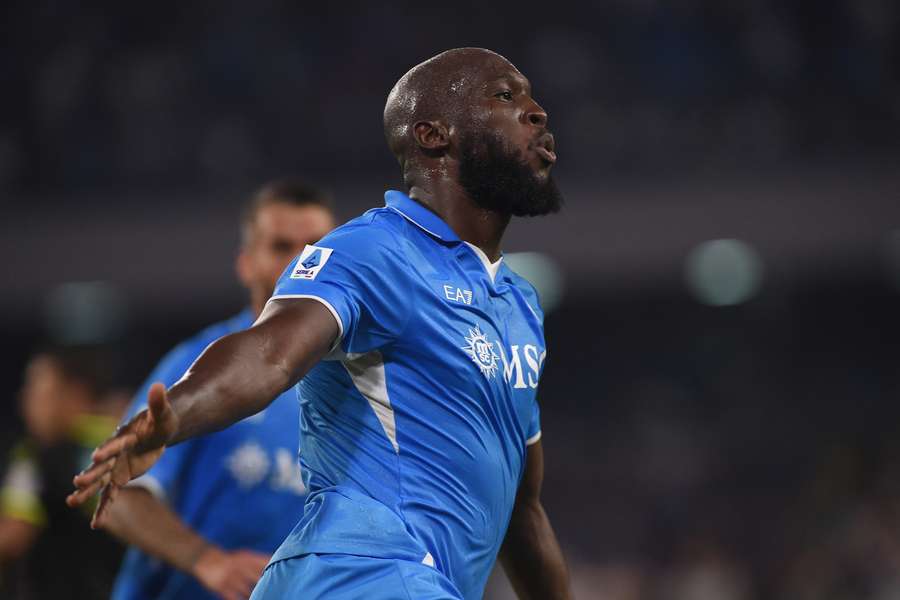 Napoli's Romelu Lukaku celebrates