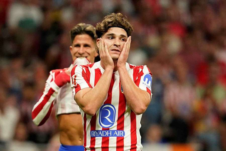 Julian Alvarez reacts against Villarreal
