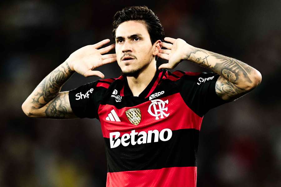 Pedro comemora um dos gols no Fla x Flu