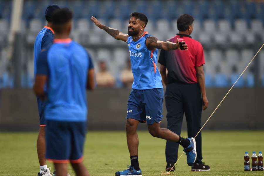 Pandya takes part in India's training session