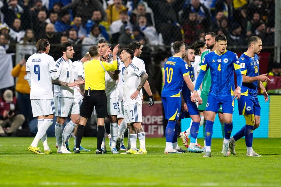 Bastoni was sent off for Italy