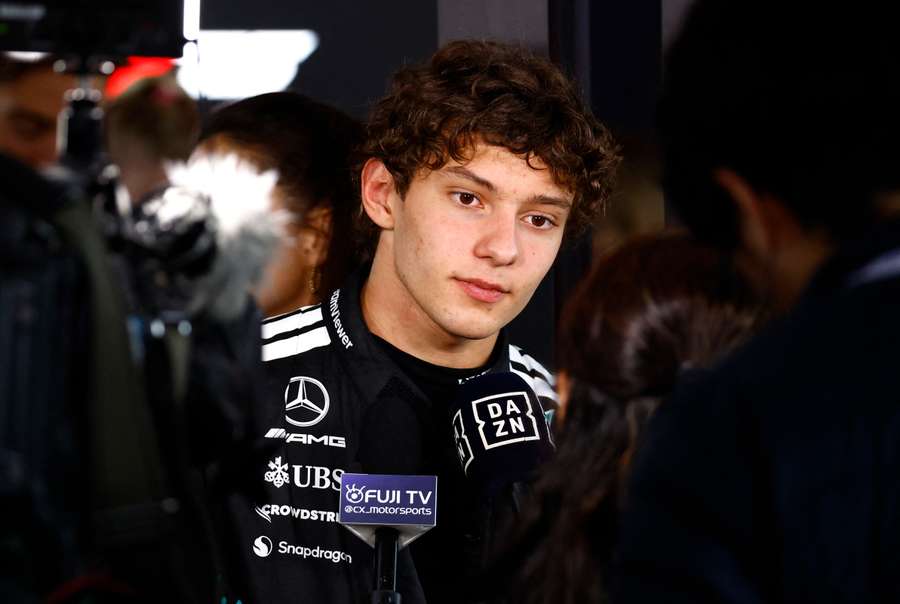 Mercedes' Andrea Kimi Antonelli speaks to media after the Japanese Grand Prix Mercedes' Andrea Kimi Antonelli speaks to media after the Japanese Grand Prix