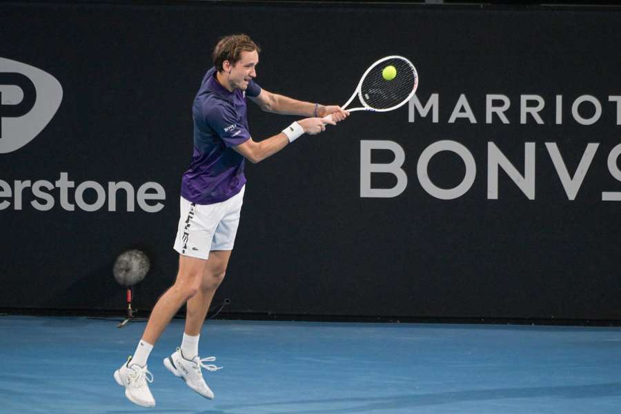 Medvedev in action against Djokovic at the Adelaide International