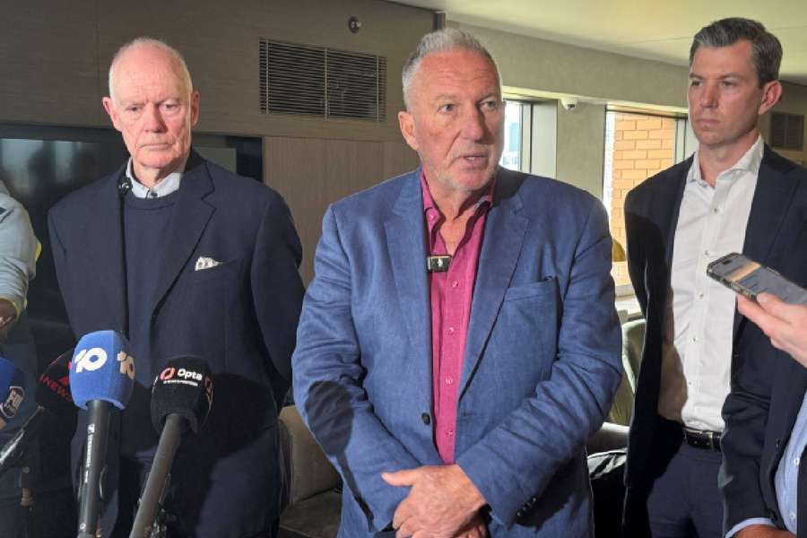 Ian Botham at a press conference in Melbourne
