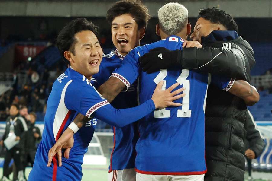 Yokohama F Marinos celebrate their winner