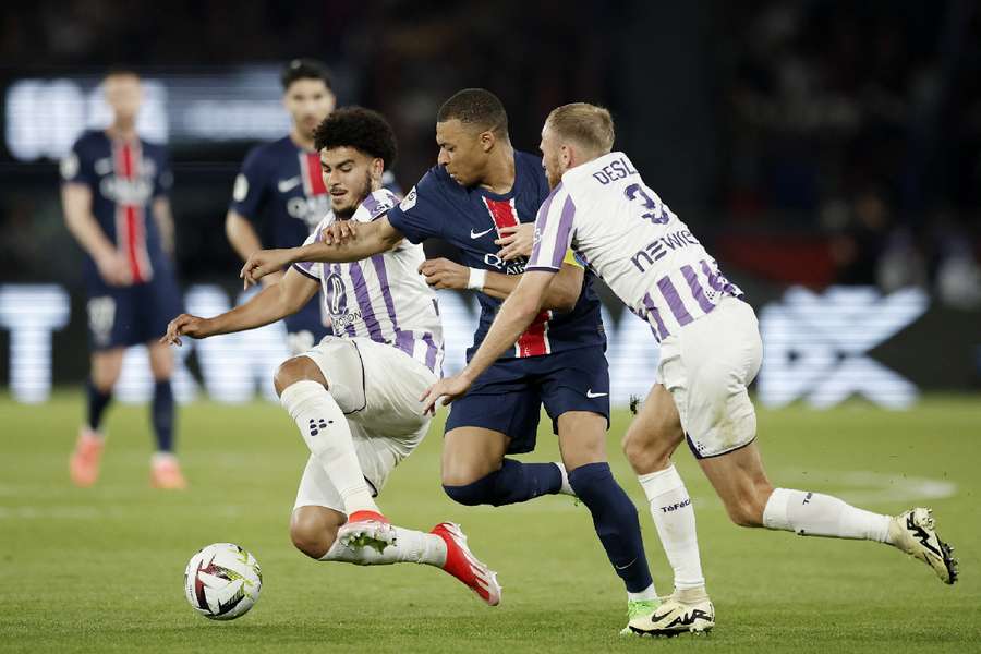 Kylian Mbappe in action for PSG against Toulouse