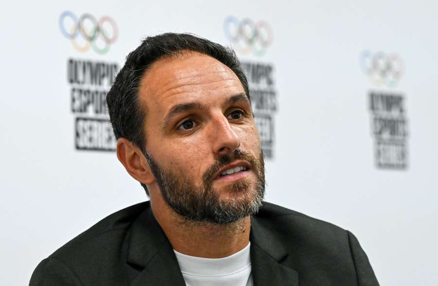 Vincent Pereira, head of virtual sports and gaming at the International Olympic Committee (IOC), speaks during an interview with AFP during the Olympics Esports Week