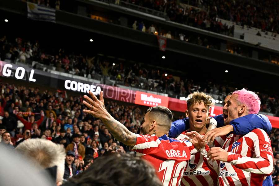Atletico Madrid celebrating the winning goal