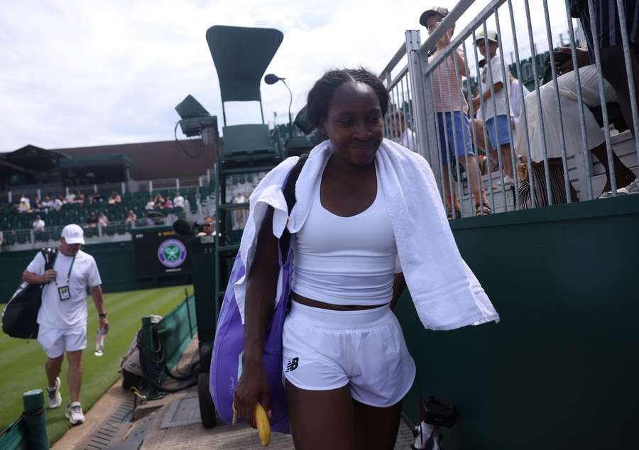 Gauff during Wimbledon practice