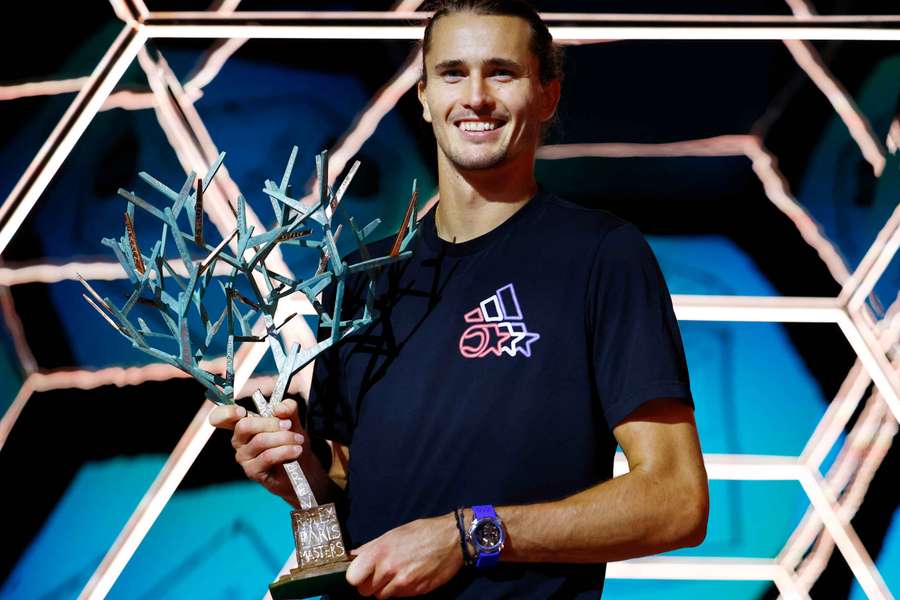 Alexander Zverev smiling as he becomes the Rolex Paris Masters champion